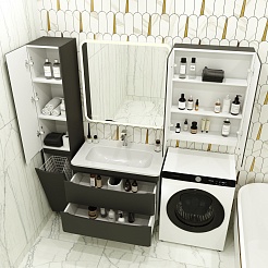 Style Line Мебель для ванной Бергамо Мини 80 подвесная черная Люкс антискрейтч Plus – фотография-3
